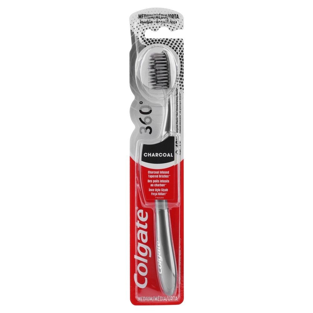 Colgate 360 Charcoal Medium Toothbrush, 1 Piece