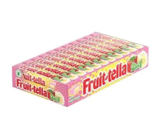 Fruit-tella 2 In 1 Strawberry Banana Flavour Chewy Candy, 20x32.4g