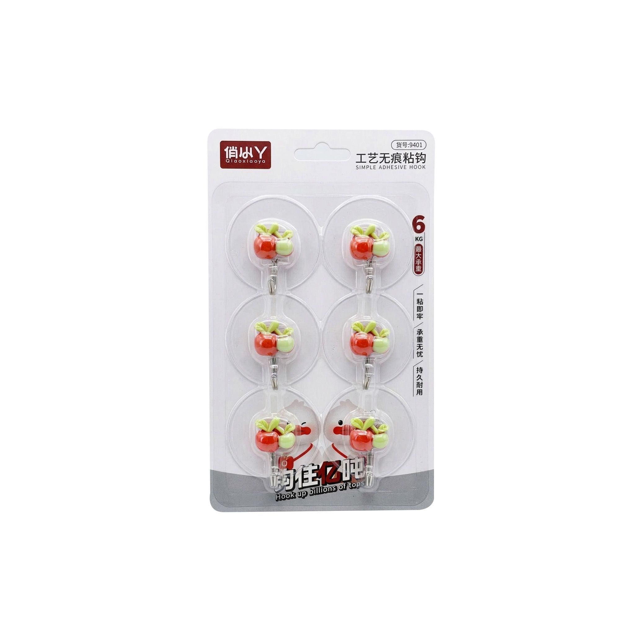 Qiaoxiaoya Wall Hooks, 6 Pieces