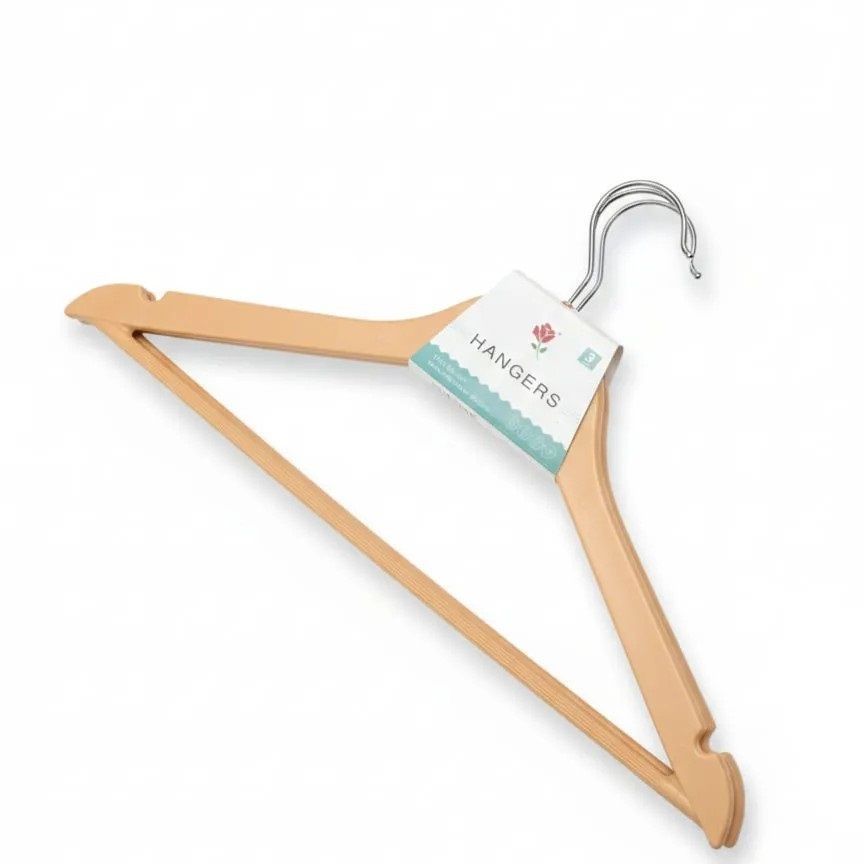 Wooden Colour Plastic Hanger Set, 3 Pcs
