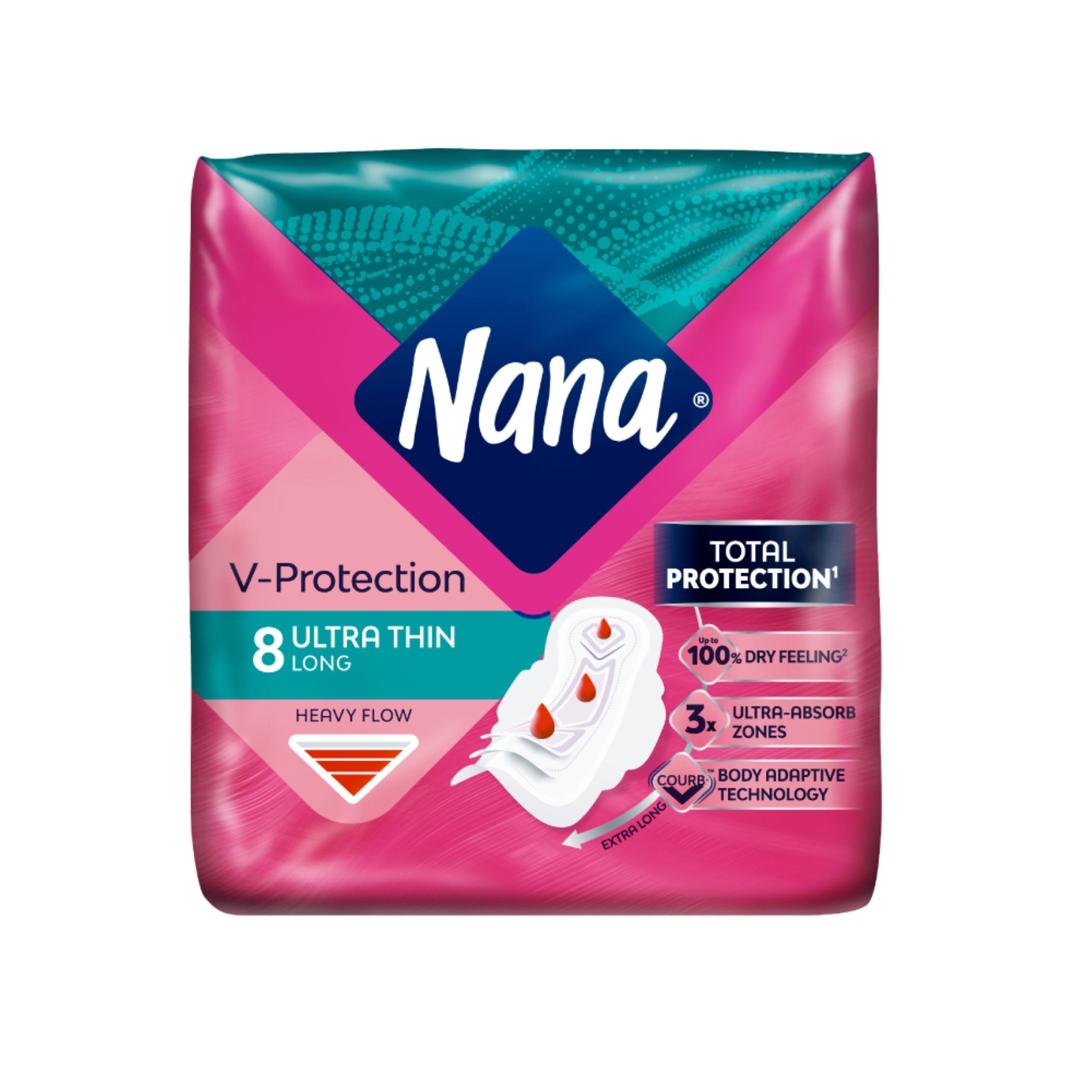Nana V-Protection Ultra Thin Long Pads, 8 Pads