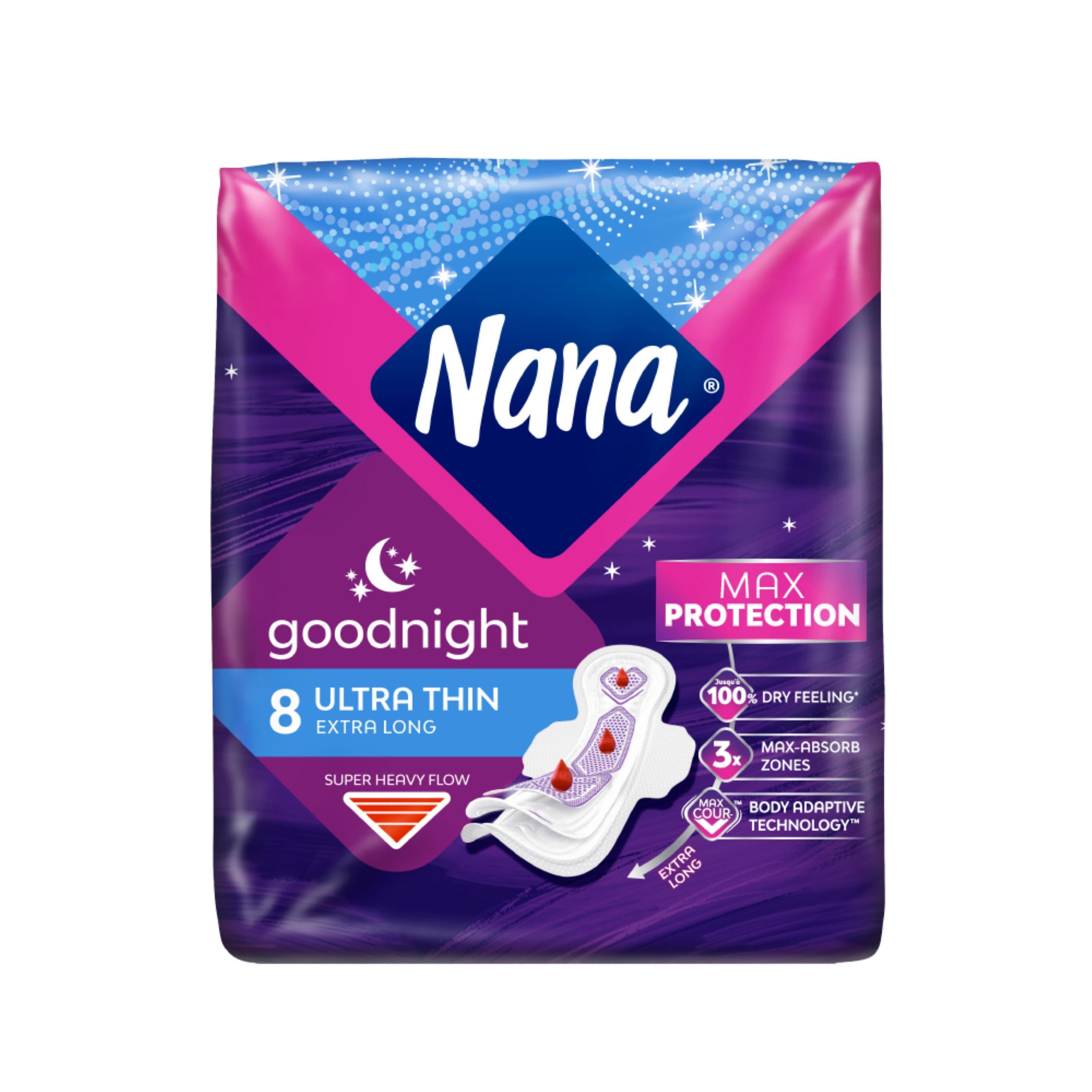 Nana Ultra Thin Sanitary Pads with Wings, 8 Pieces