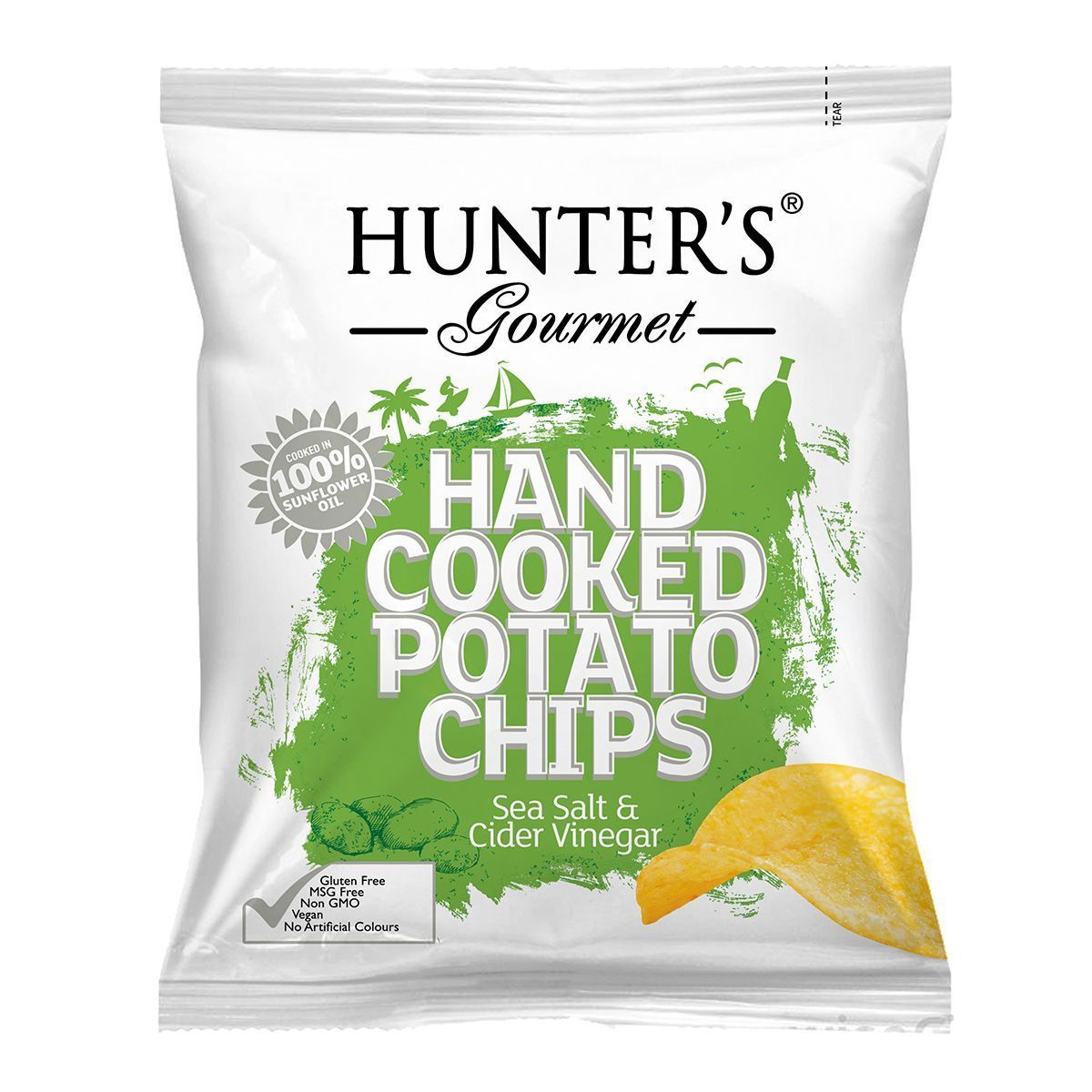Hunter's Gourmet Sea Salt & Cider Vinegar Hand Cooked Potato Chips, 40g