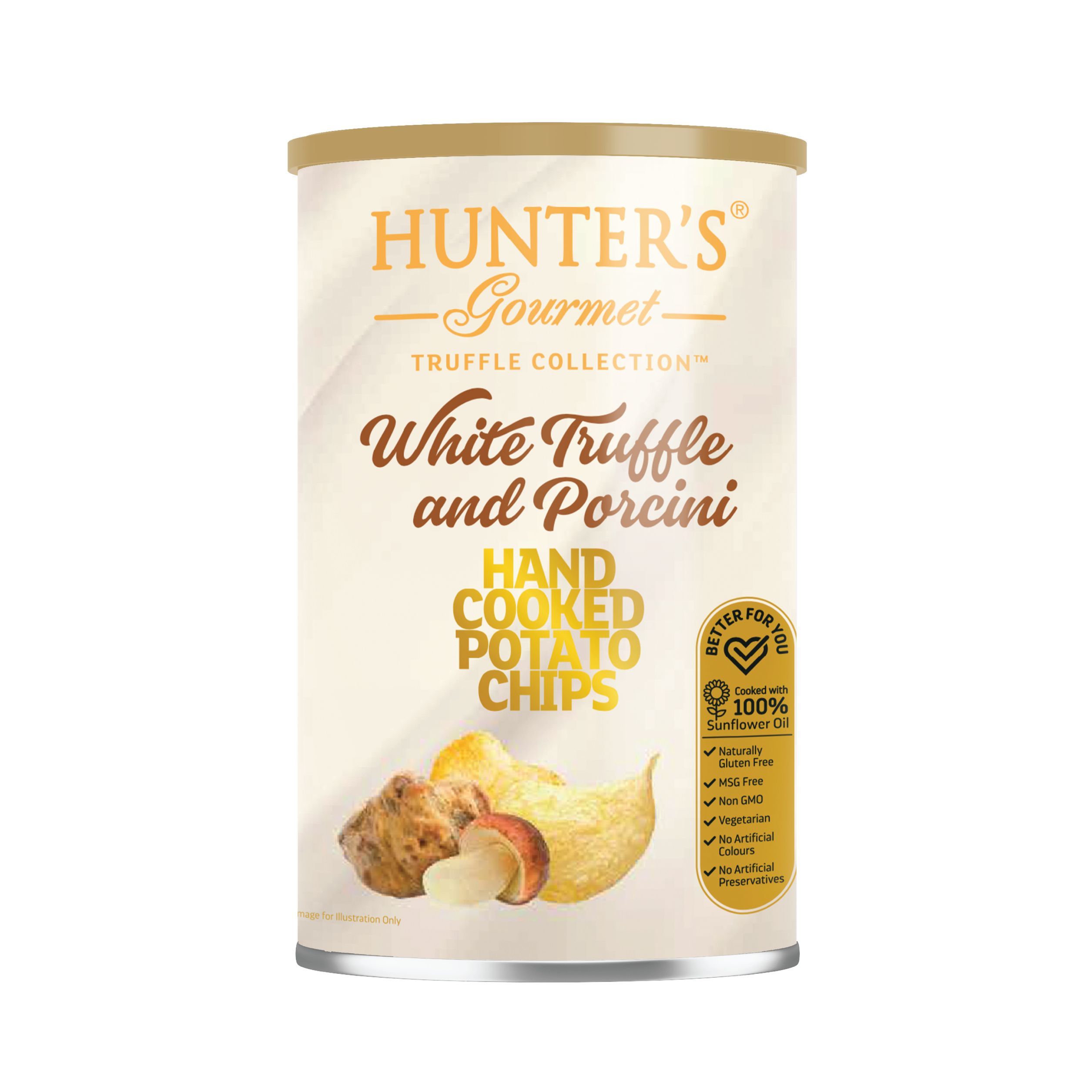 Hunter's Gourmet White Truffle & Porcini Hand Cooked Potato Chips, 150g