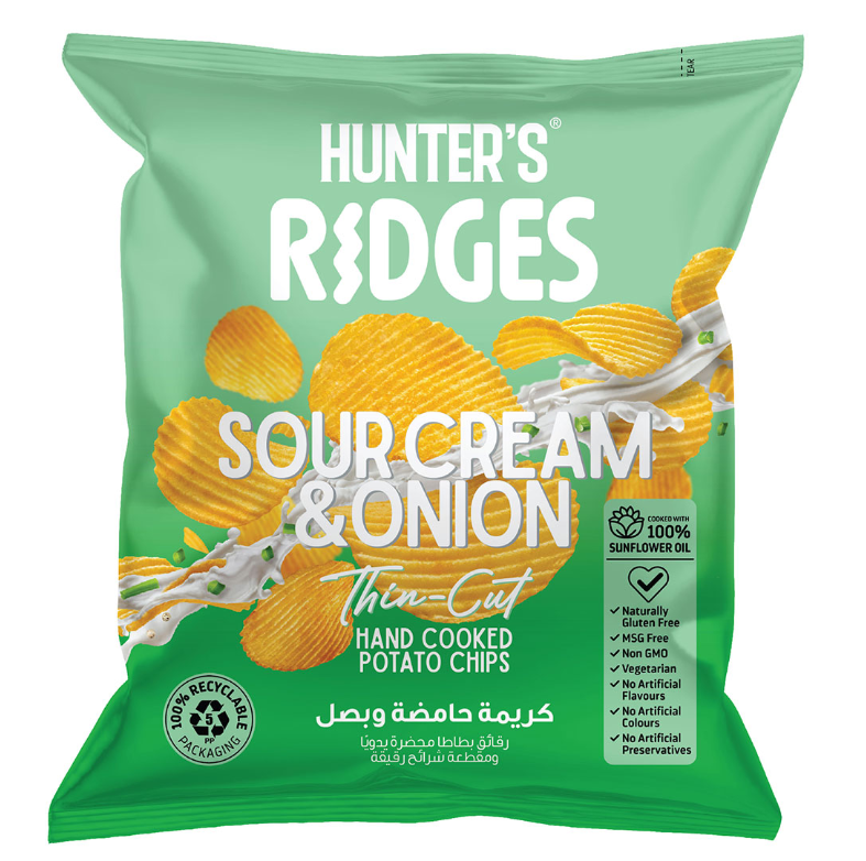 Hunter's Ridges Sour Cream & Onion Potato Chips, 40g