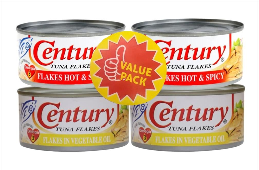 Century Tuna in Vegetable Oil & Hot & Spicy Flakes Value Pack, 4x180g