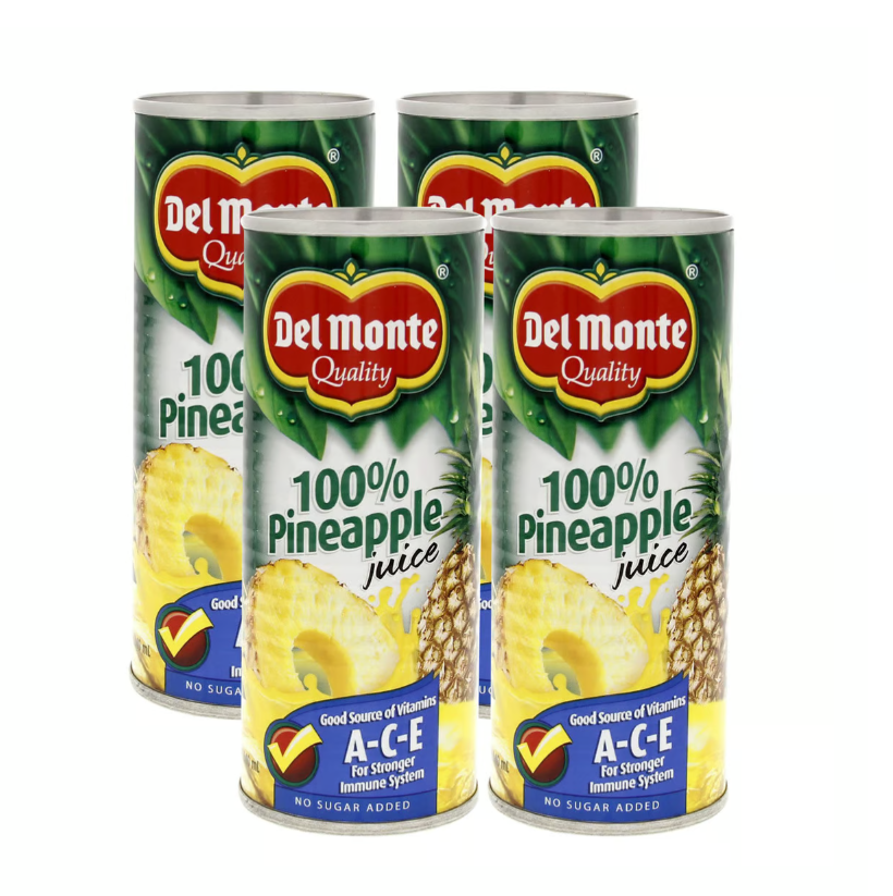 Del Monte 100% Pineapple Juice, 4x240ml