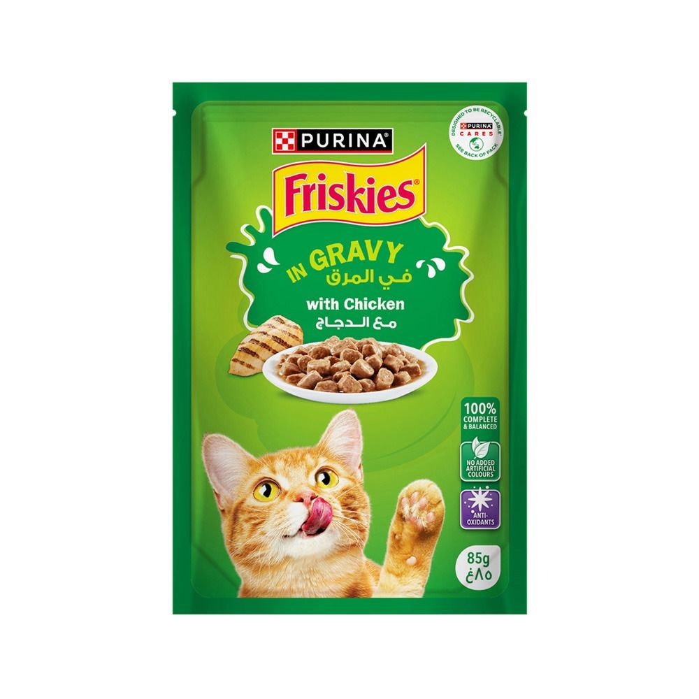Purina Friskies Chicken Chunks In Gravy Wet Cat Food Pouch, 85g