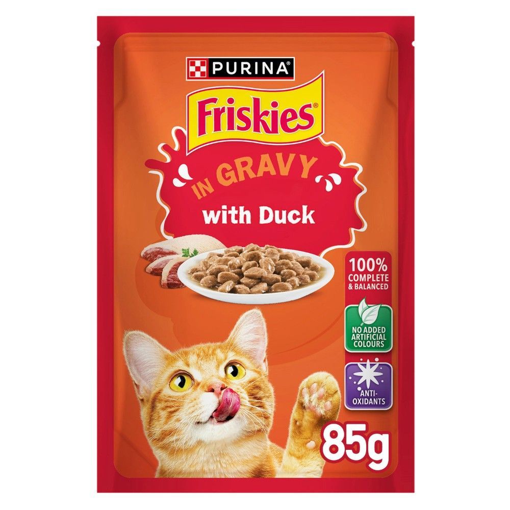 Purina Friskies Duck Chunks In Gravy Wet Cat Food Pouch, 85g