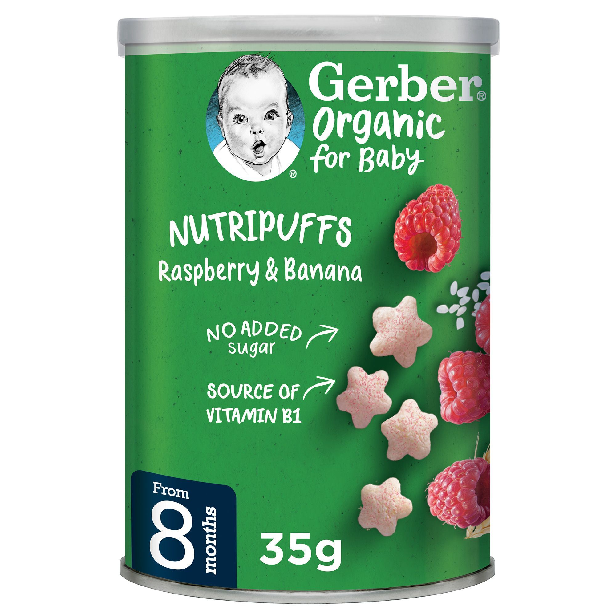 Gerber Organic NutriPuffs Raspberry & Banana, 35g