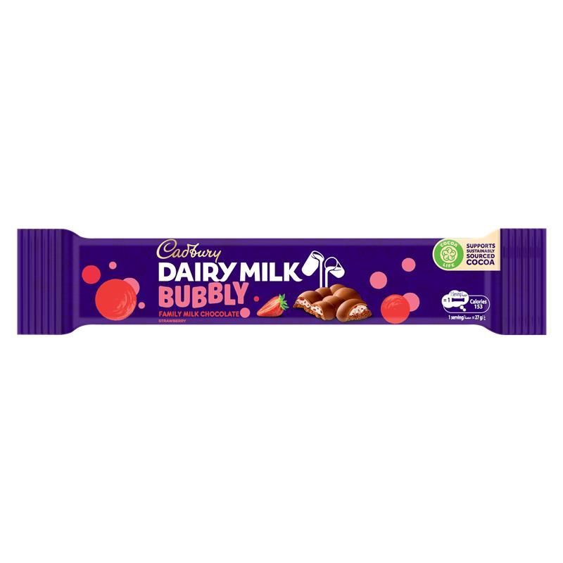 Cadbury Dairy Milk Bubbly with Strawberry Yoghurt Chocolate Bar, 27g