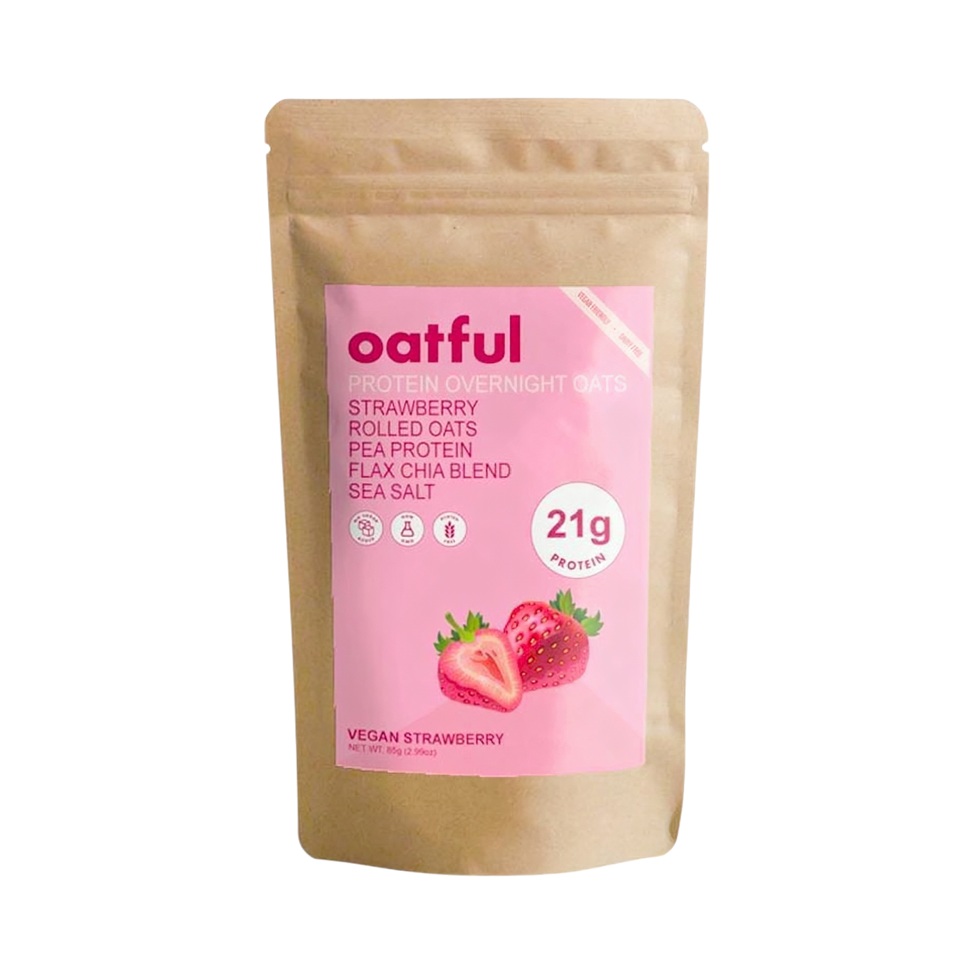 Oatful Vegan Strawberry Protein Overnight Oats Mix, 85g