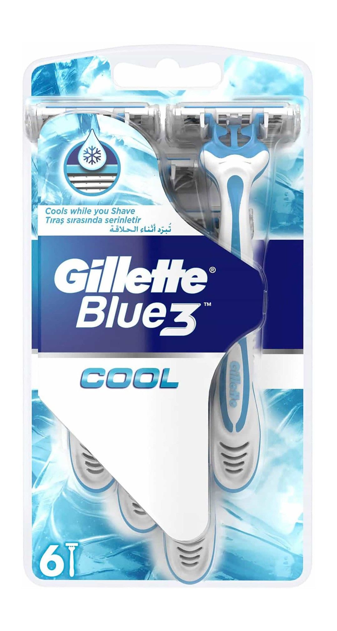 Gillette Blue 3 Cool Razors, 6 Pieces