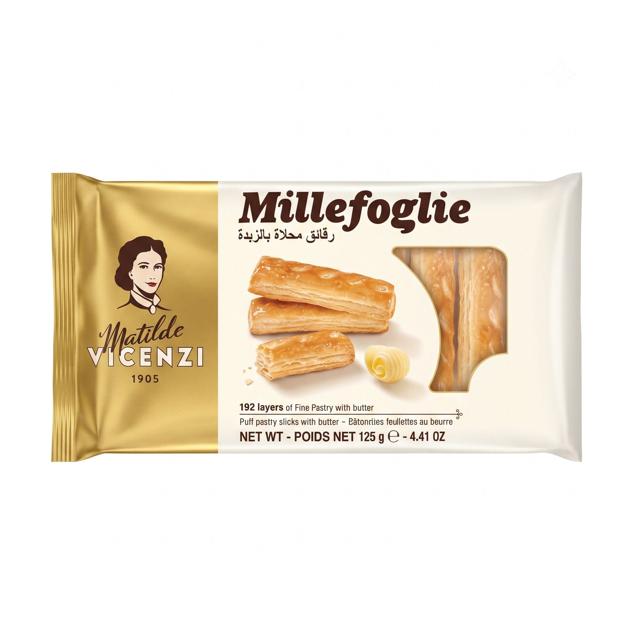 Matilde Vicenzi Millefoglie D'Italia Puff Pastry Sticks with Butter, 125g