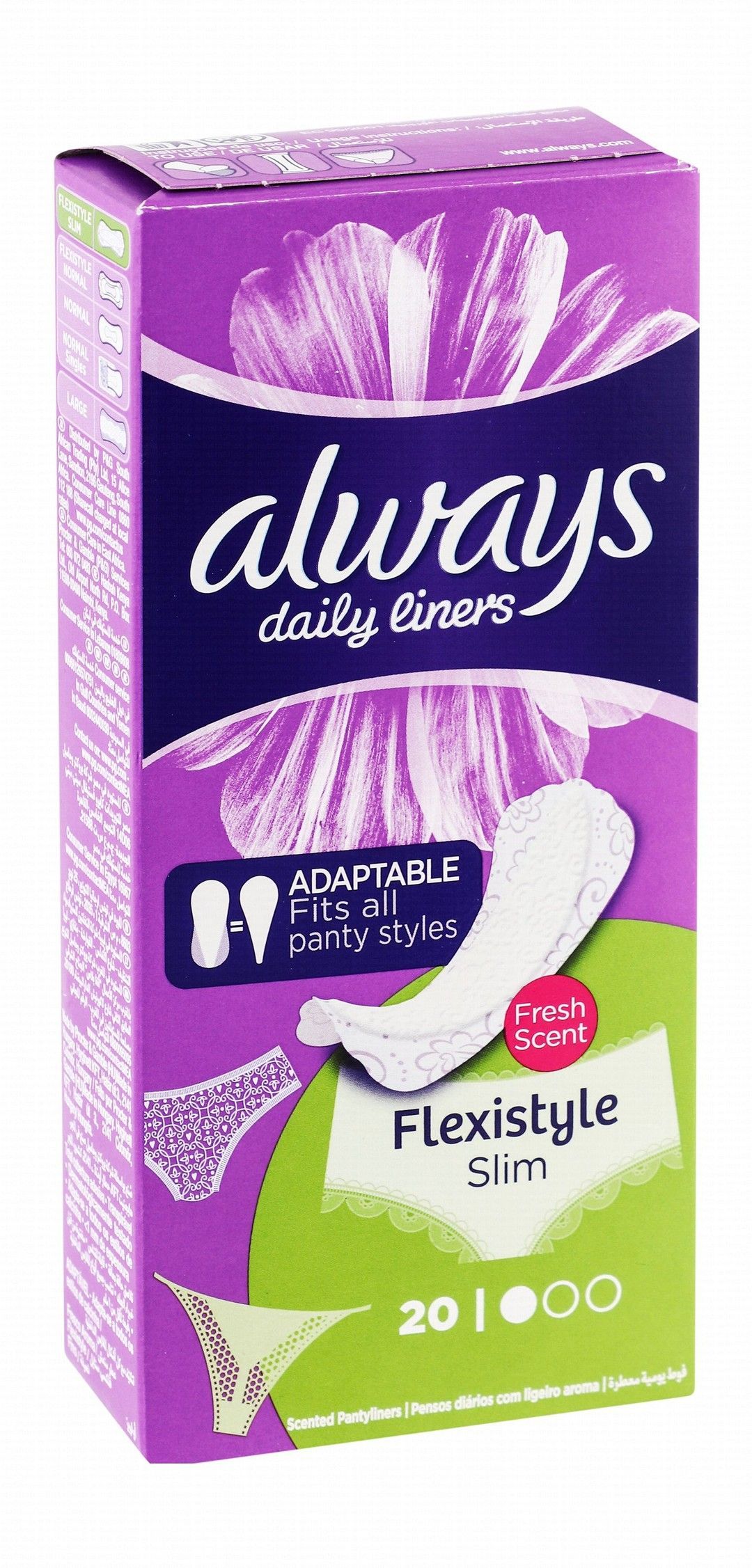 Always Multiform Protect Daily Normal Pantyliners Fresh Scent, 20 Pieces