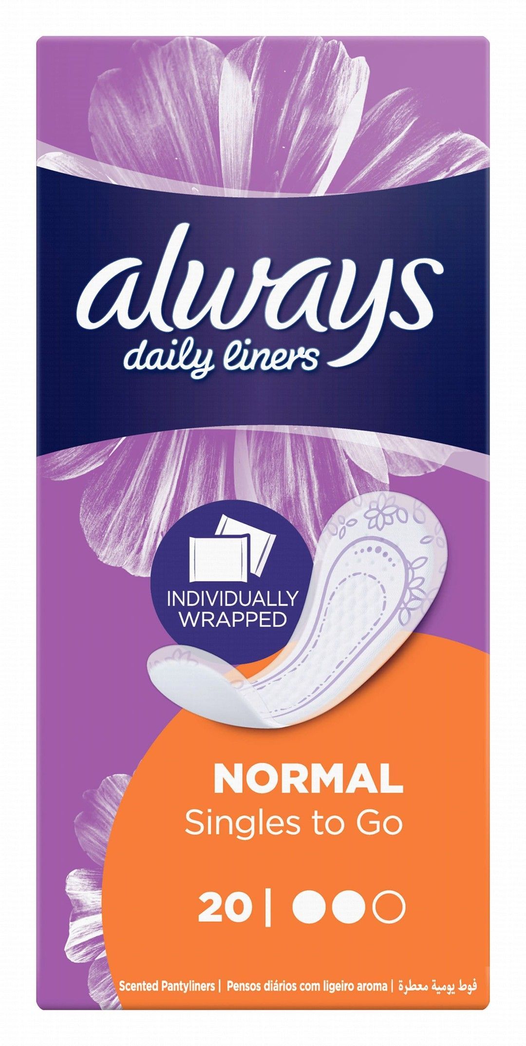 Always Daily Liners Comfort Protect Normal Pantyliners, 20 Pieces
