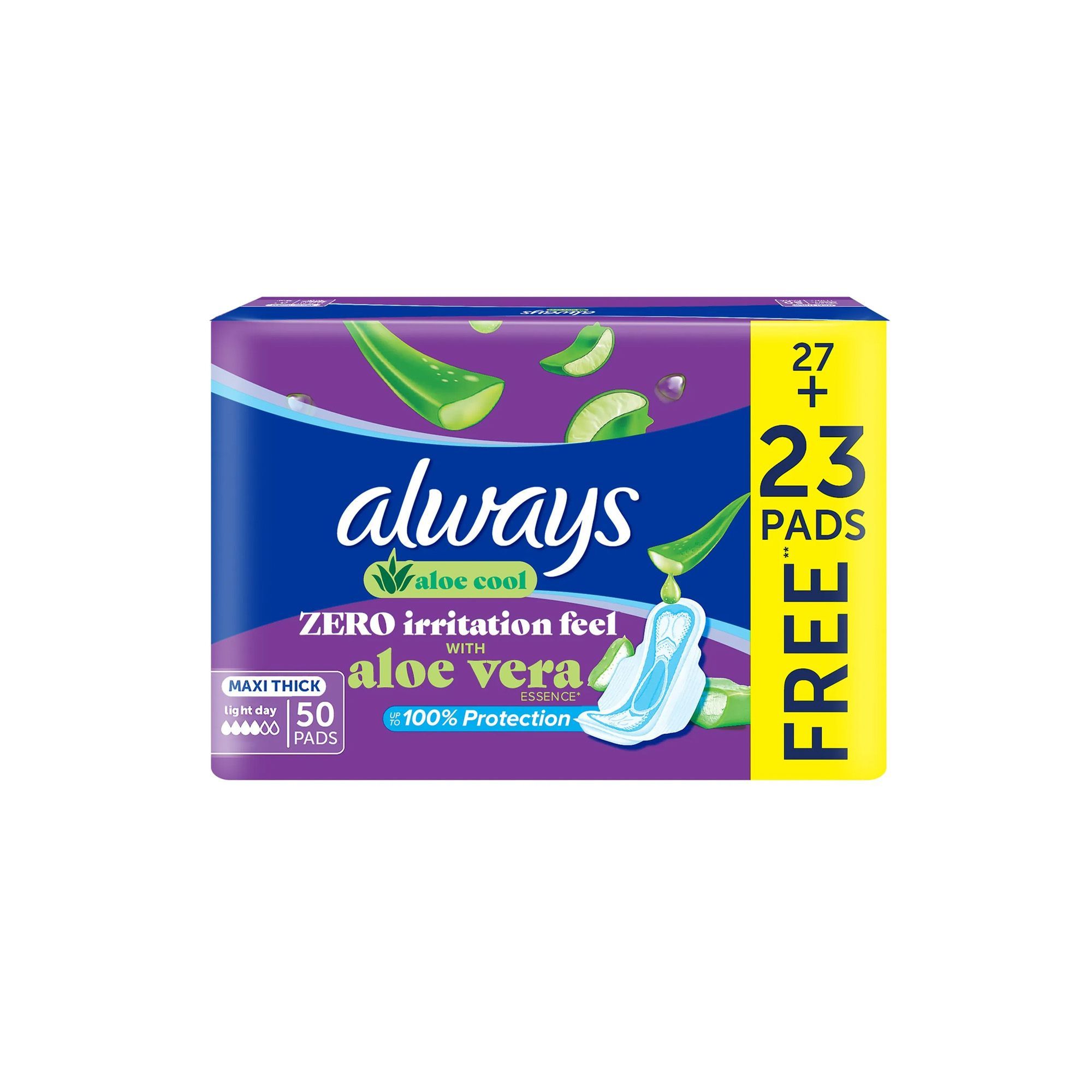 Always Aloe Vera Maxi Thick Pads, 50 Count