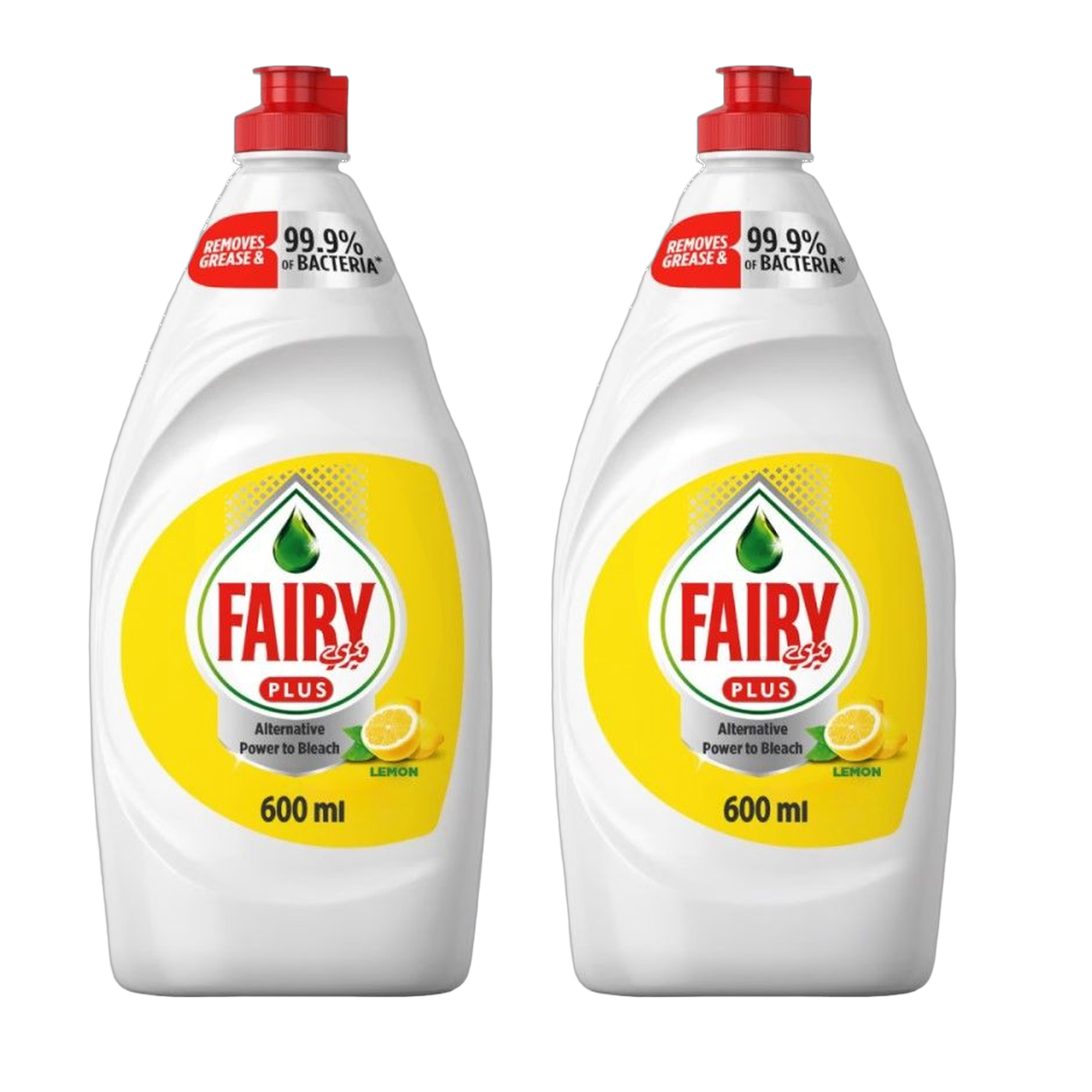 Fairy Plus Lemon Dishwashing Liquid, 2x600ml