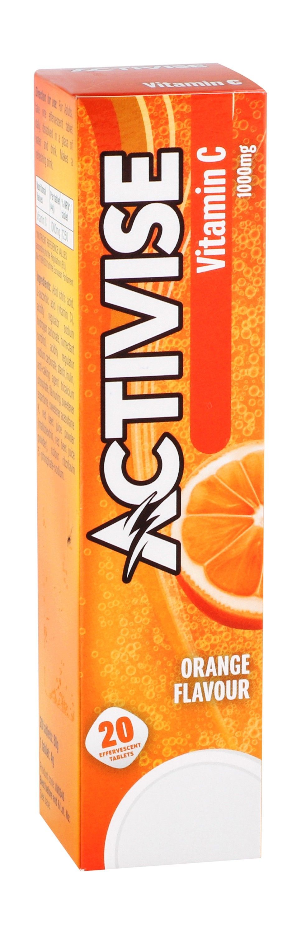 Activise 1000mg Vitamin C Effervescent Tablets Orange Flavor, 20 Tablets
