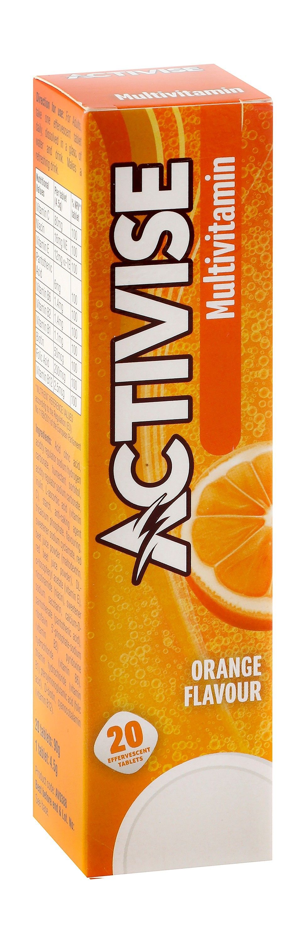Activise Multivitamin Effervescent Supplement Orange Flavor, 20 Tablets