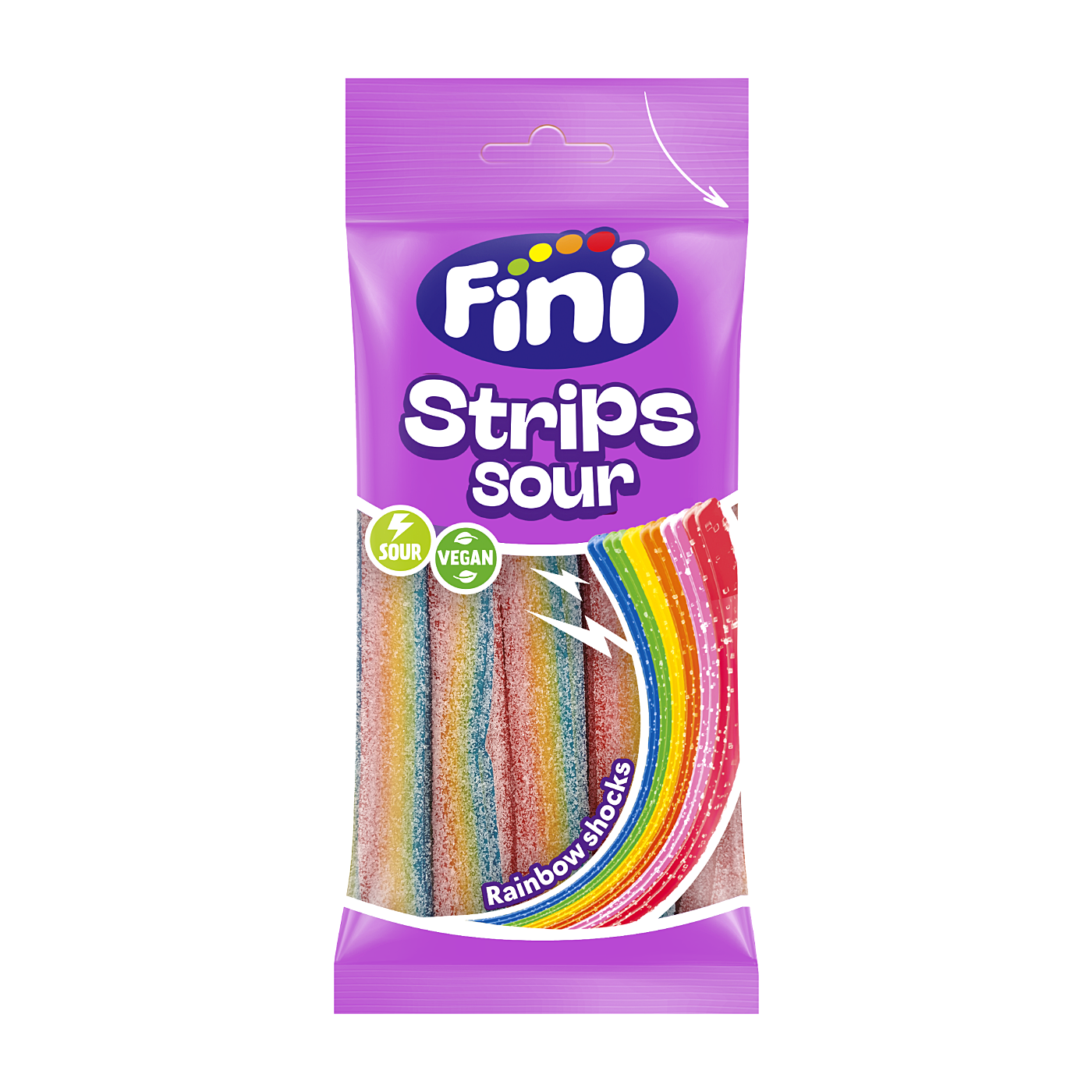 Fini Sour Tongues 6 Color Fruit Flavour Candy Shock, 100g