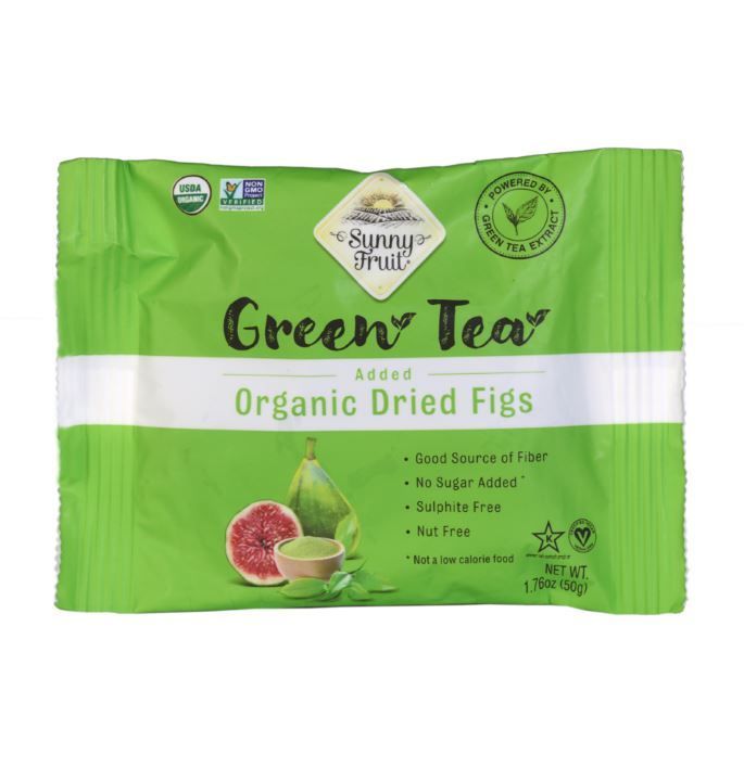 Sunny Fruit Organic Dried Figs (Green Tea Added), 50g