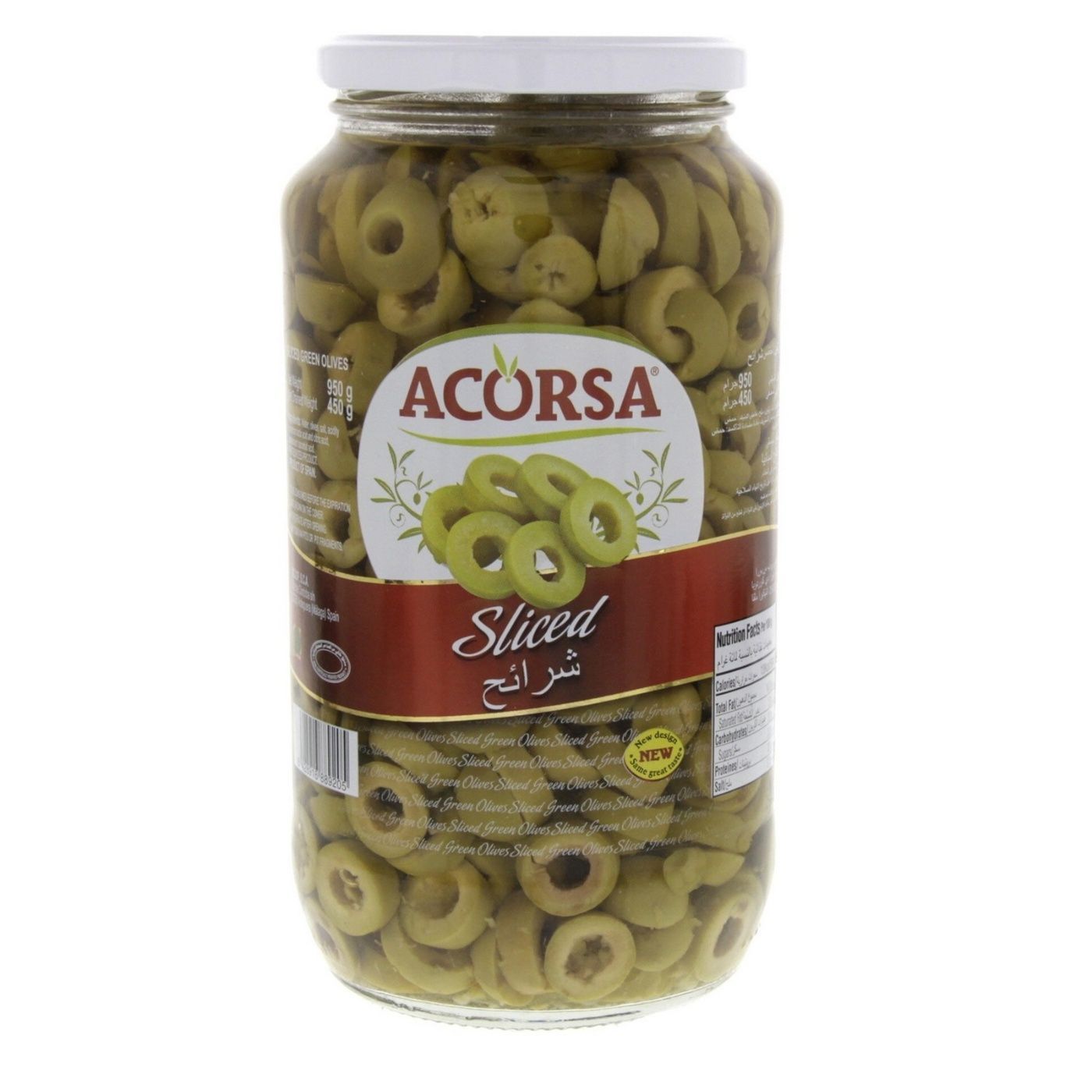Acorsa Green Olives Sliced Jar 450 G
