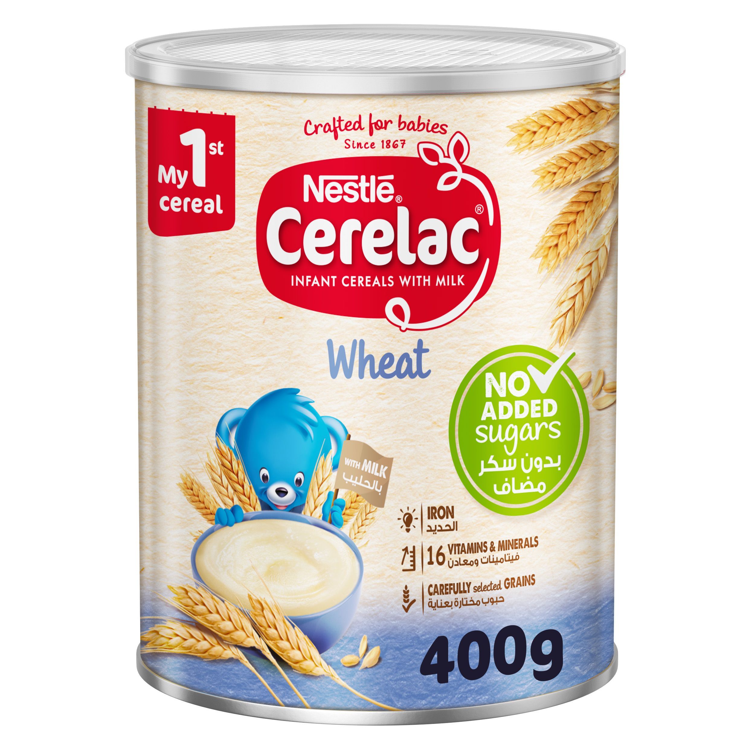 Nestle Cerelac Wheat, Infant Cereals with Milk From 6 months - No Added Sugar, 400g