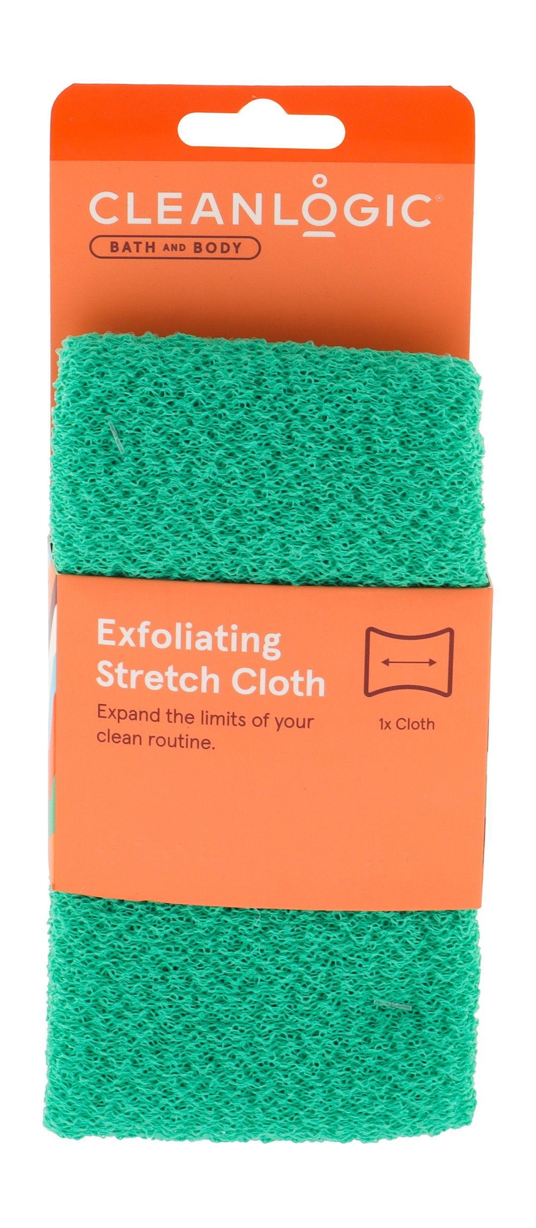 Cleanlogic Bath & Body Green Exfoliating Stretch Cloth, 45x22cm, 1 Piece