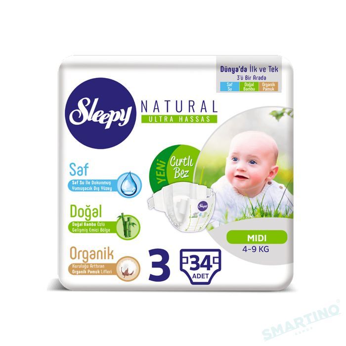 Sleepy Sensitive Baby Diaper Size 3, 34 Pieces
