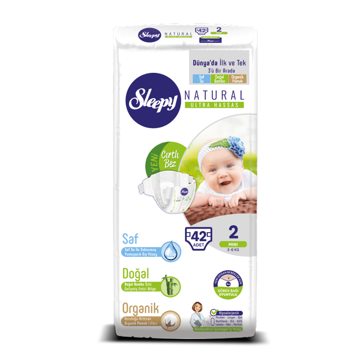 Sleepy Natural Mini Eco Pack 2 Diapers, 42 Pieces