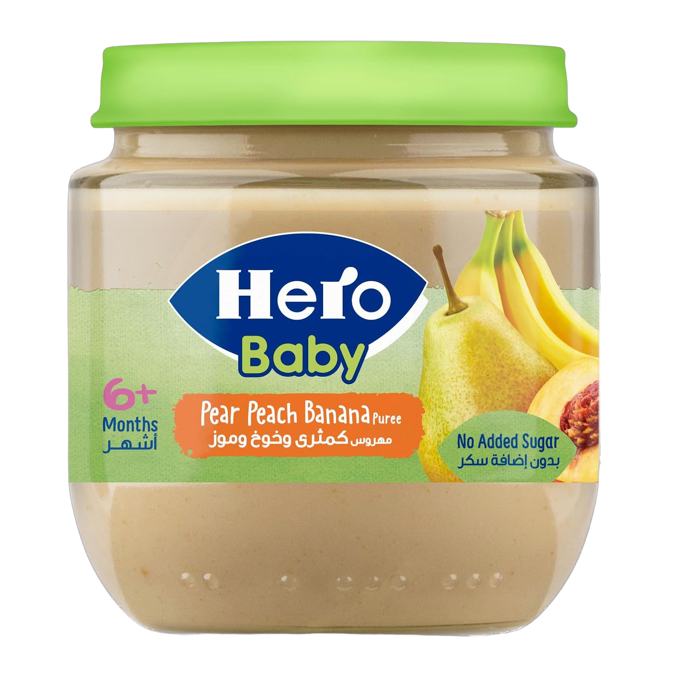Hero Baby Pear Peach Banana Puree, 6+ Months, 125g