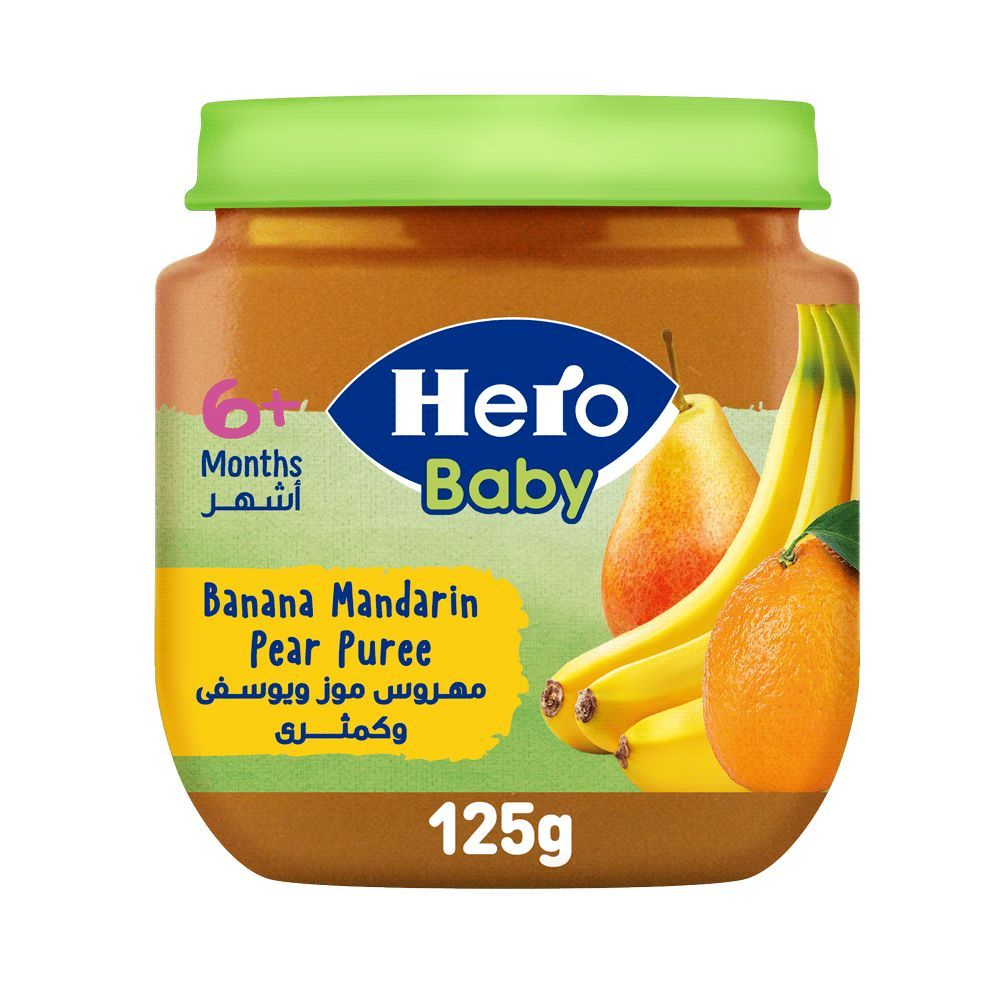 Hero Baby Banana Mandarin Pear Puree, 6+ Months, 125g