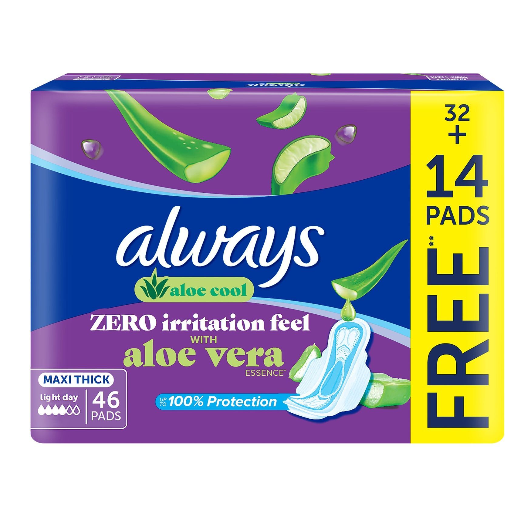 Always Maxi Thick Sanitary Pads with pads Light Days, 46  Pads