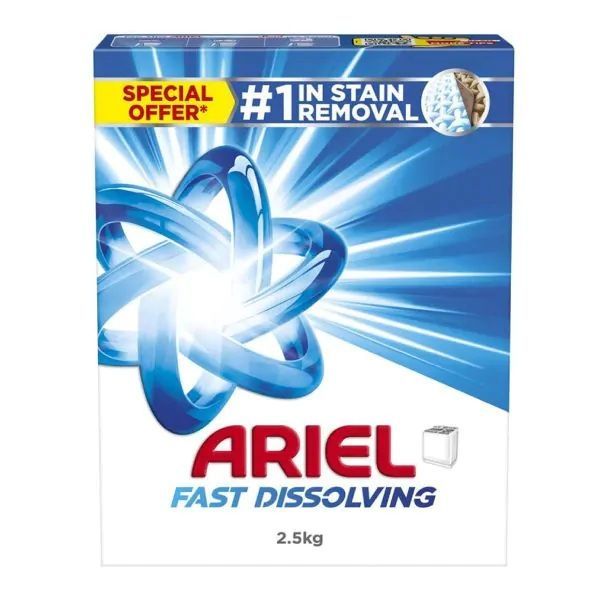 Ariel Top Load Fast Dissolving Laundry Detergent Powder, 2.5kg