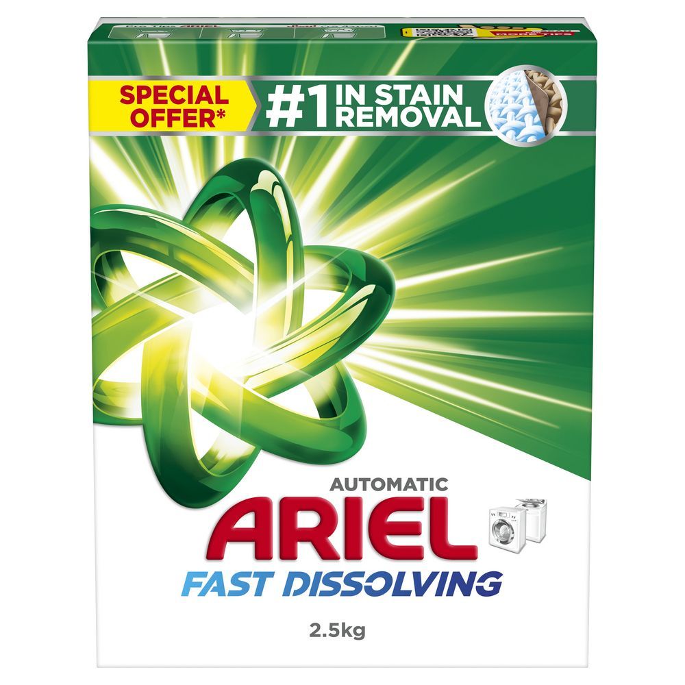 Ariel Fast Dissolving Laundry Detergent Powder, 2.5kg