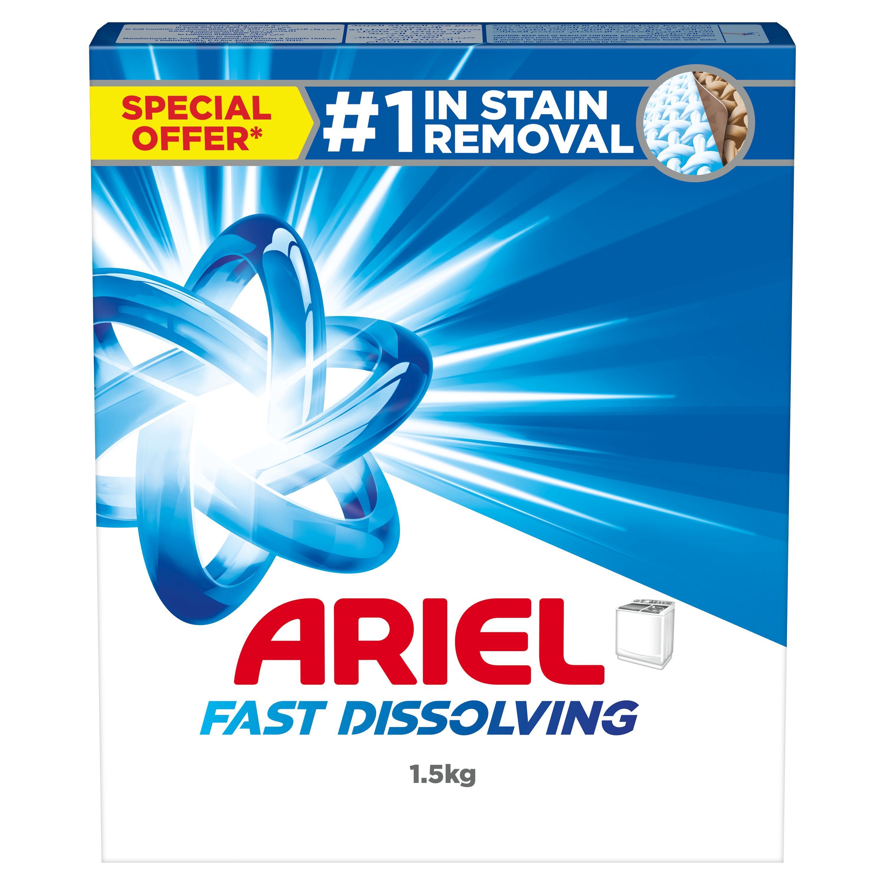 Ariel Semi-Automatic Fast Dissolving Laundry Detergent Powder, 1.5kg