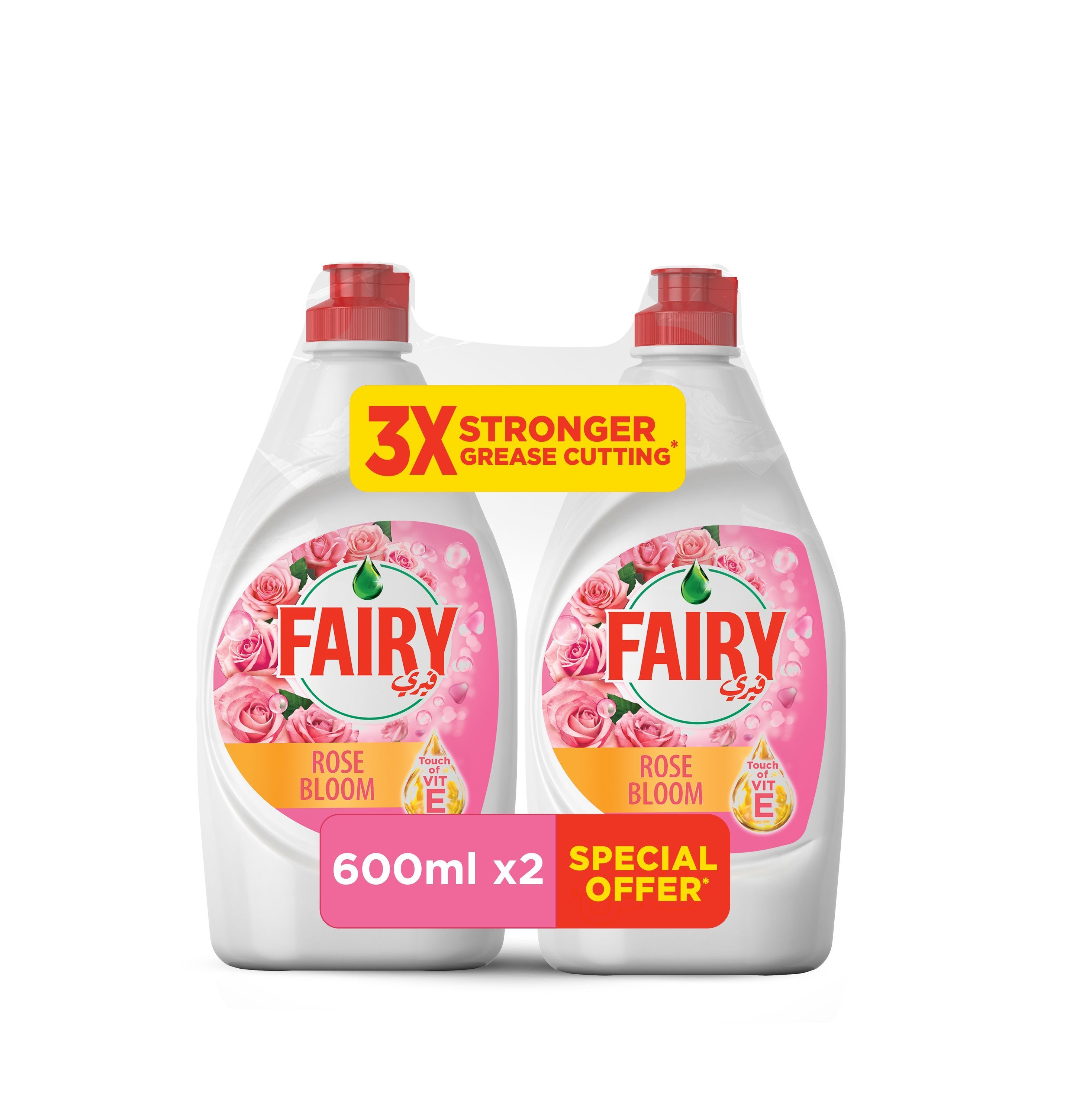 Fairy Rose Bloom Dishwashing Liquid, 2x600ml
