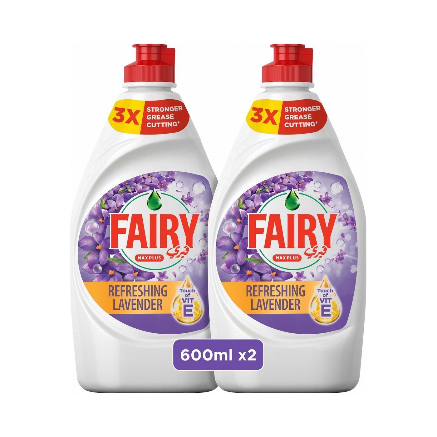 Fairy Refreshing Lavender Touch Of Vitamin E Dishwashing Liquid Value Pack, 2x600ml
