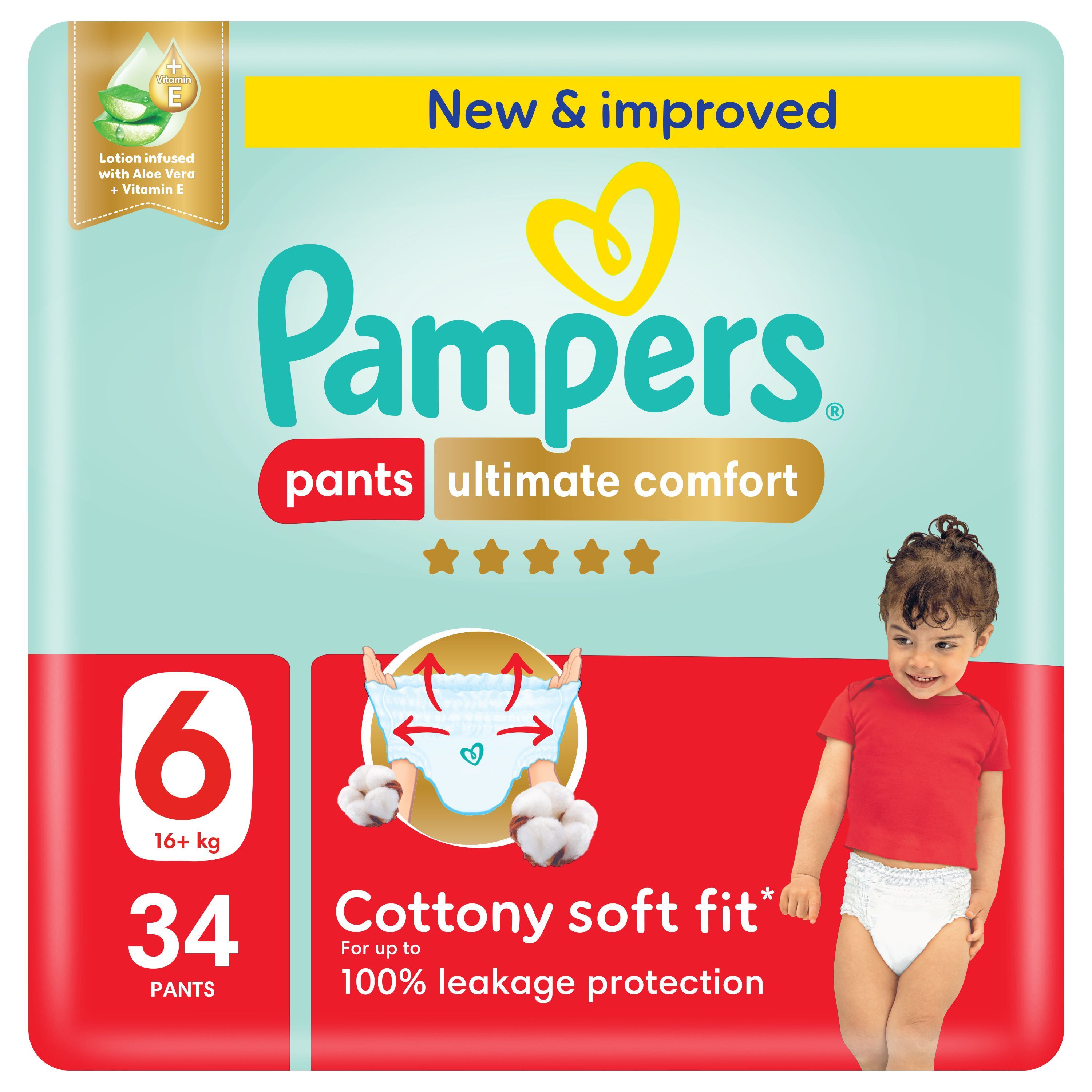 Pampers Premium Care Pants Diapers, Size 6, 16+kg, 34 Pieces