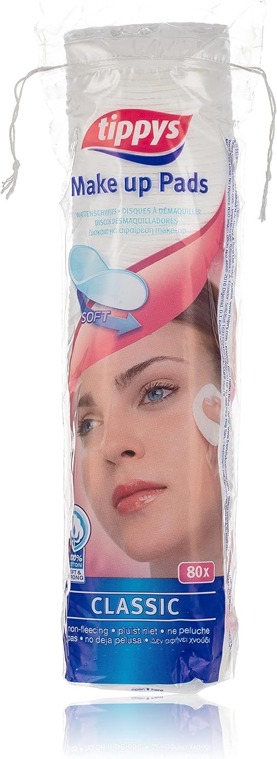 Tippys Classic Make Up Pads, 80 Pieces