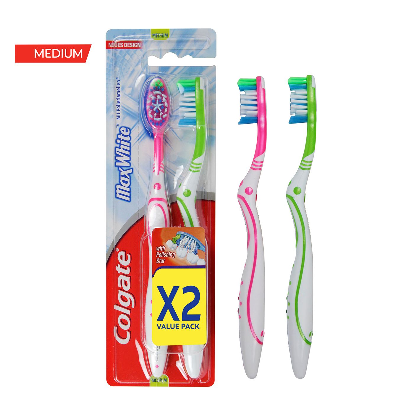 Colgate Max White Whitening Medium Toothbrush 2 Pcs