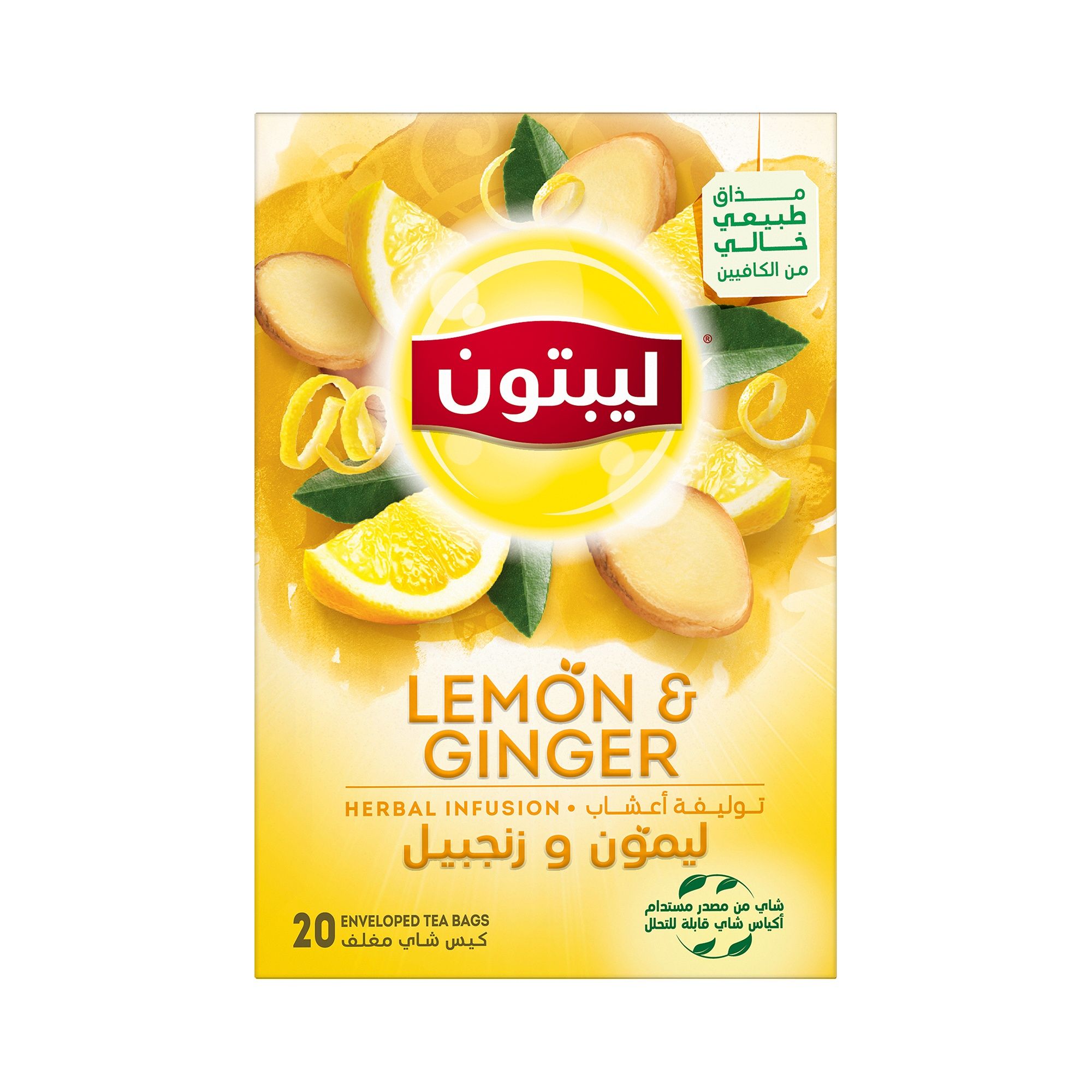 Lipton Herbal Infusion Tea Lemon & Ginger Teabags, 20 Teabags