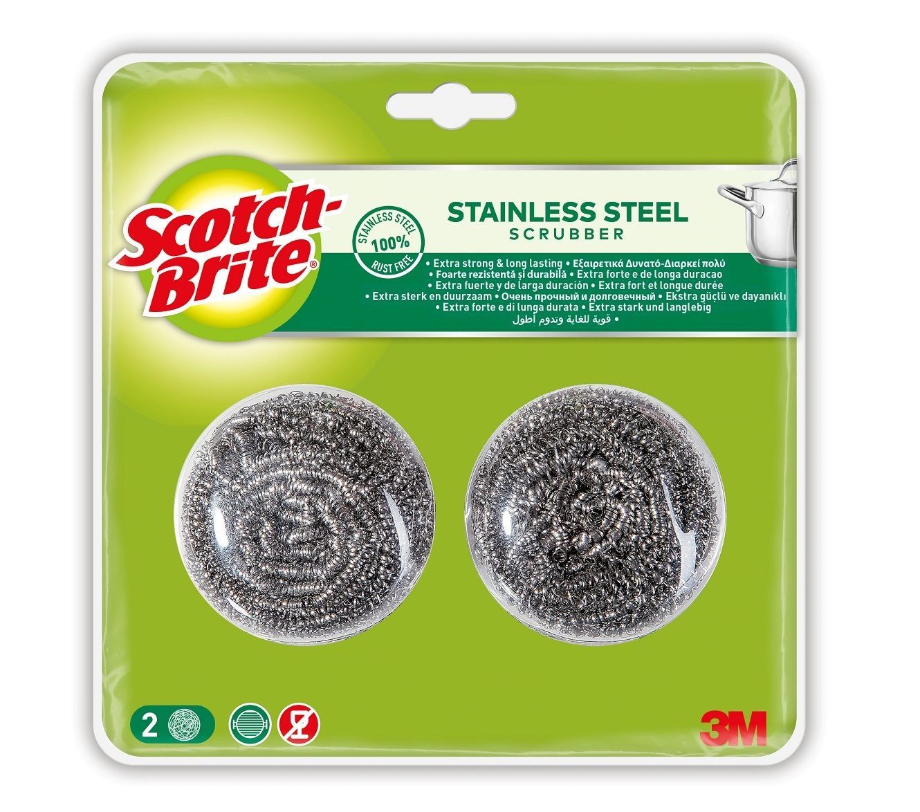 Scotch-Brite Stainless Steel Scrubber, 2 Pieces
