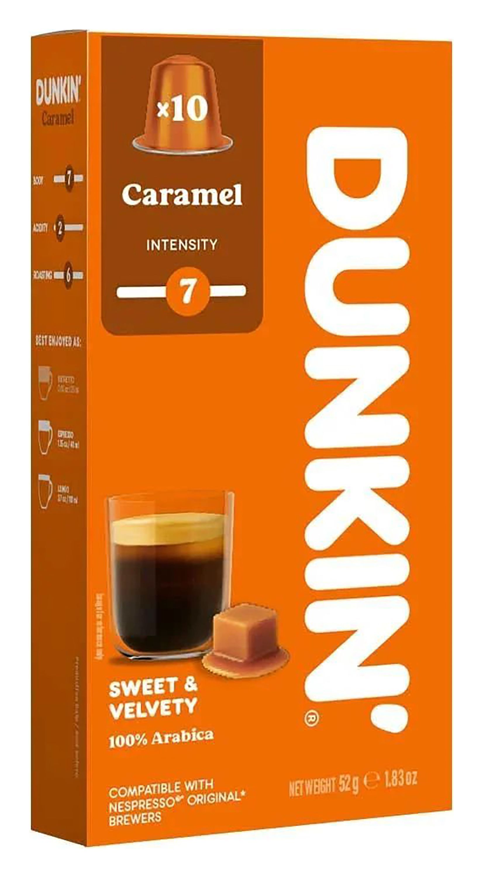 Dunkin Caramel Arabica Coffee Capsules Intensity 7, 10 Pieces