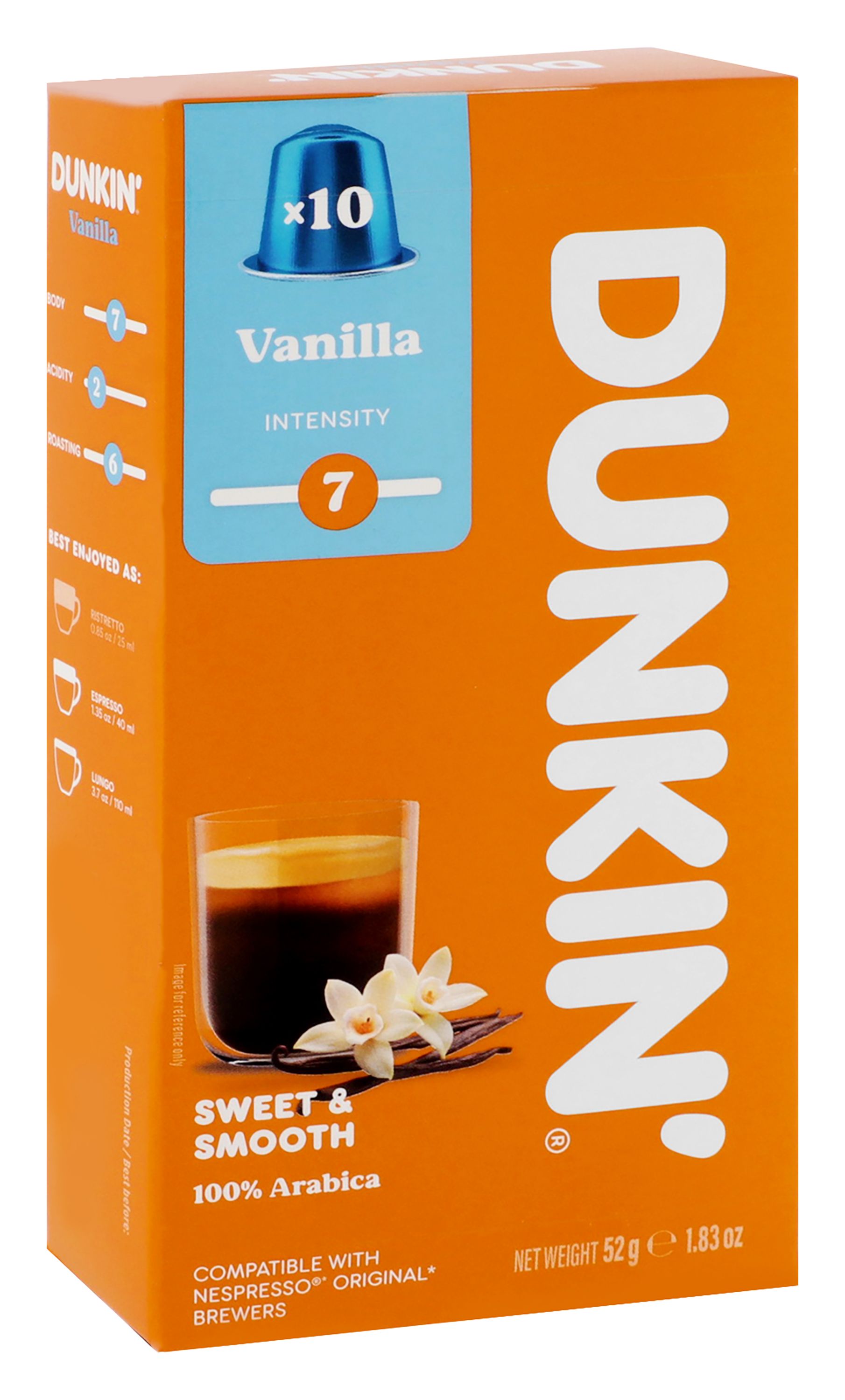 Dunkin' Vanilla Coffee Capsules, 10x52g