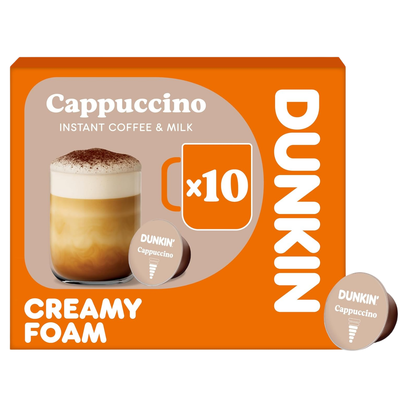 Dunkin' Creamy Foam Cappuccino Coffee Capsules, 10x14g