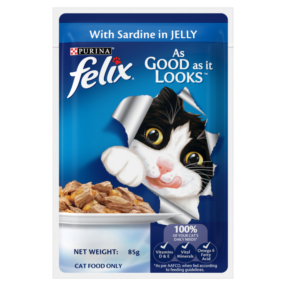 Purina Felix Adult Cat with Sardine In Jelly, 85g