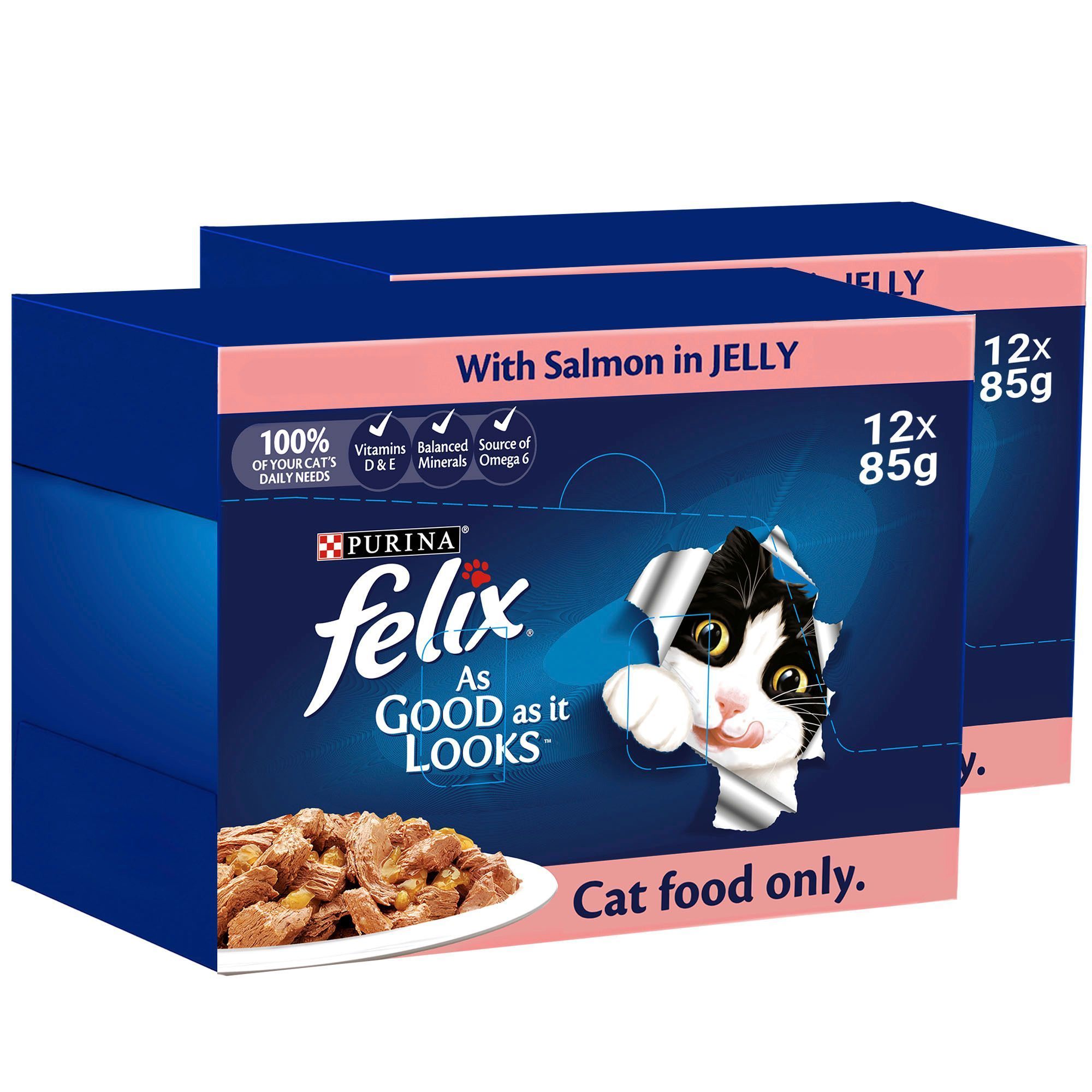 Purina Felix Adult Cat Food with Salmon In Jelly, 12x85g