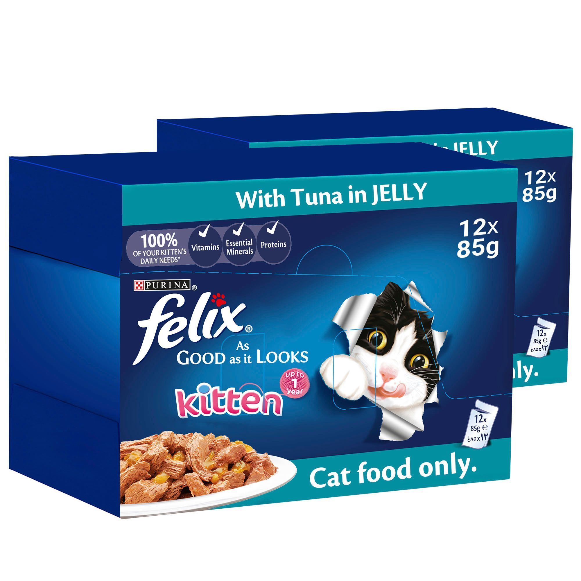 Purina Felix Kitten Food with Tuna In Jelly, 12x85g